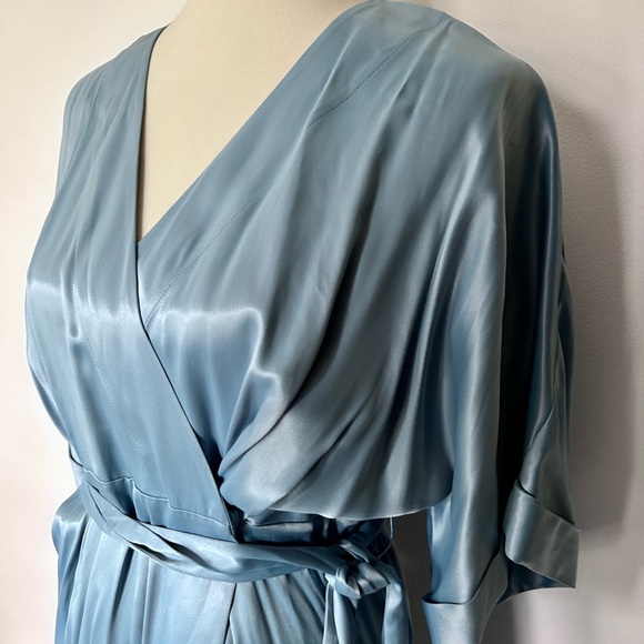 & Other Stories Light Blue Satin Wrap Dress - Picture 4 of 6